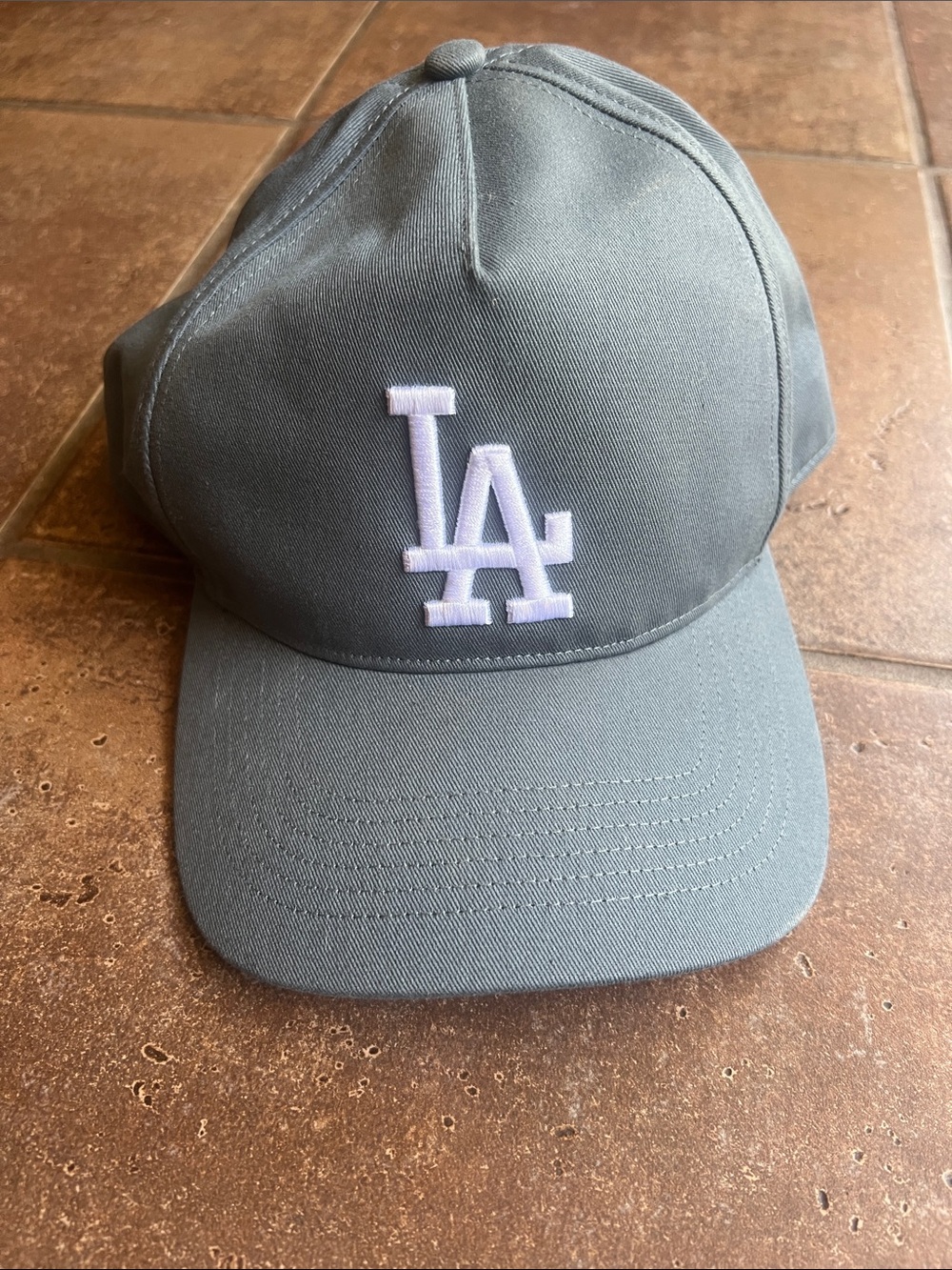 LA Logo Adult Baseball Cap - Grey with White Embroidery